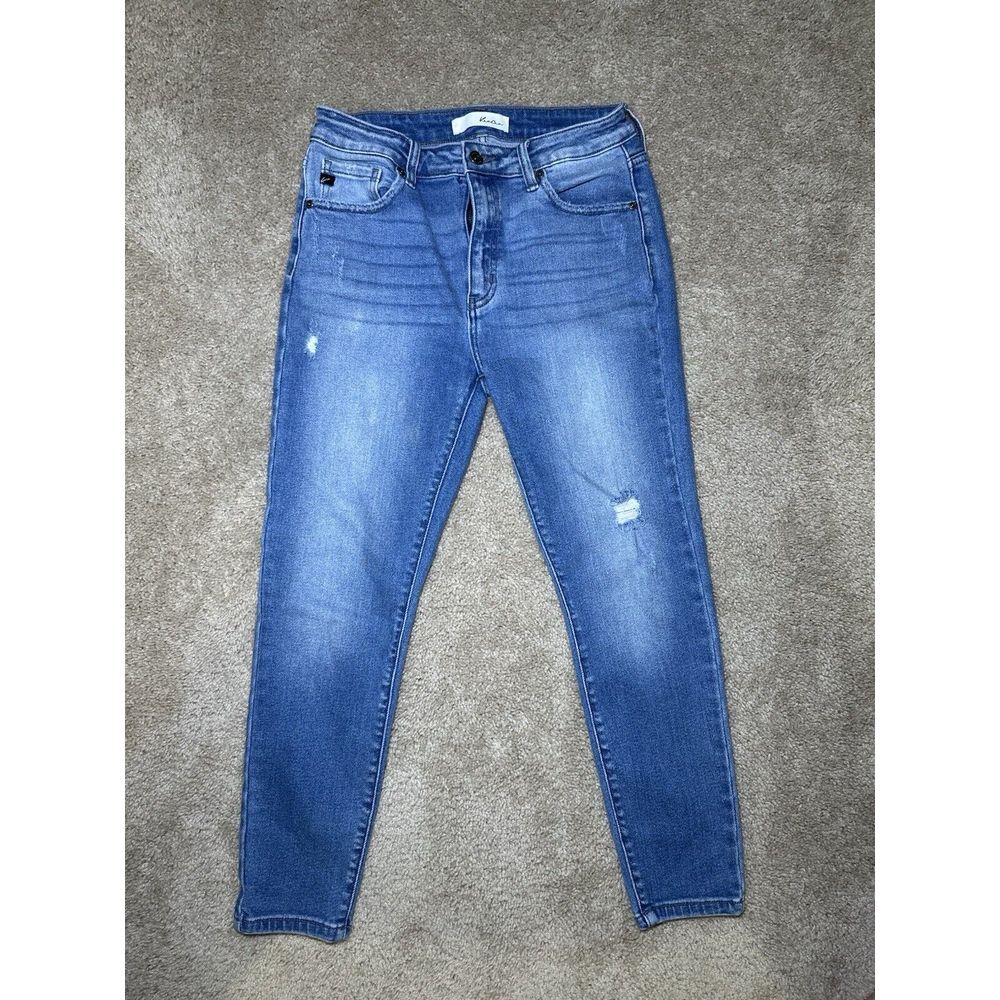 KanCan Medium Wash Distressed Mid Rise Skinny Jeans Size 28 Style# KC9257M